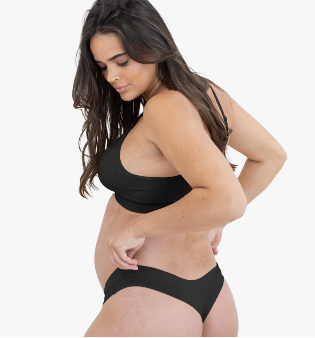 Kindred Bravely Grow With Me Maternity + Postpartum Thong - Black