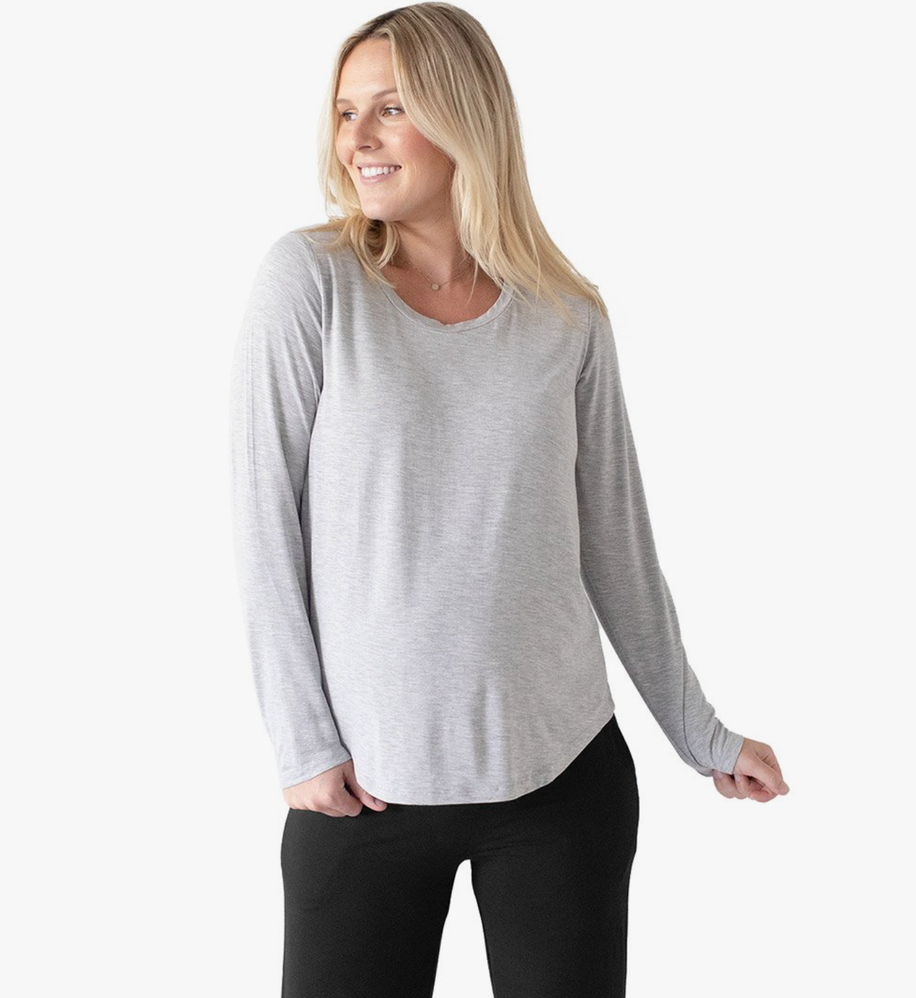 Kindred Bravely - Grey Bamboo Maternity & Nursing Long Sleeve Shirt